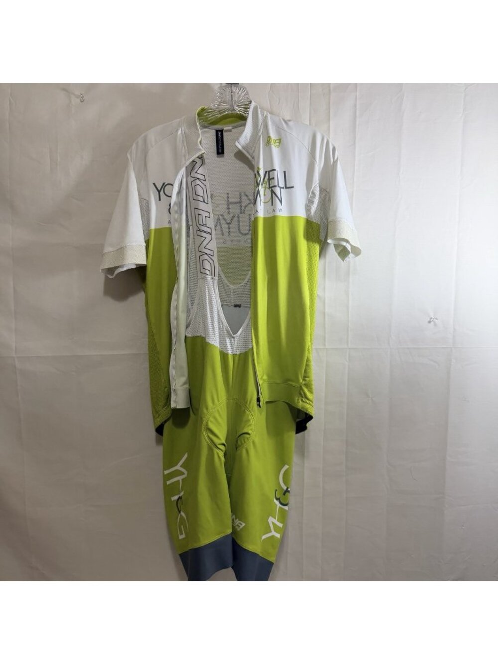 DNA Cycling Kit Mens Large Green & White Jersey & Bib 2-Piece Set